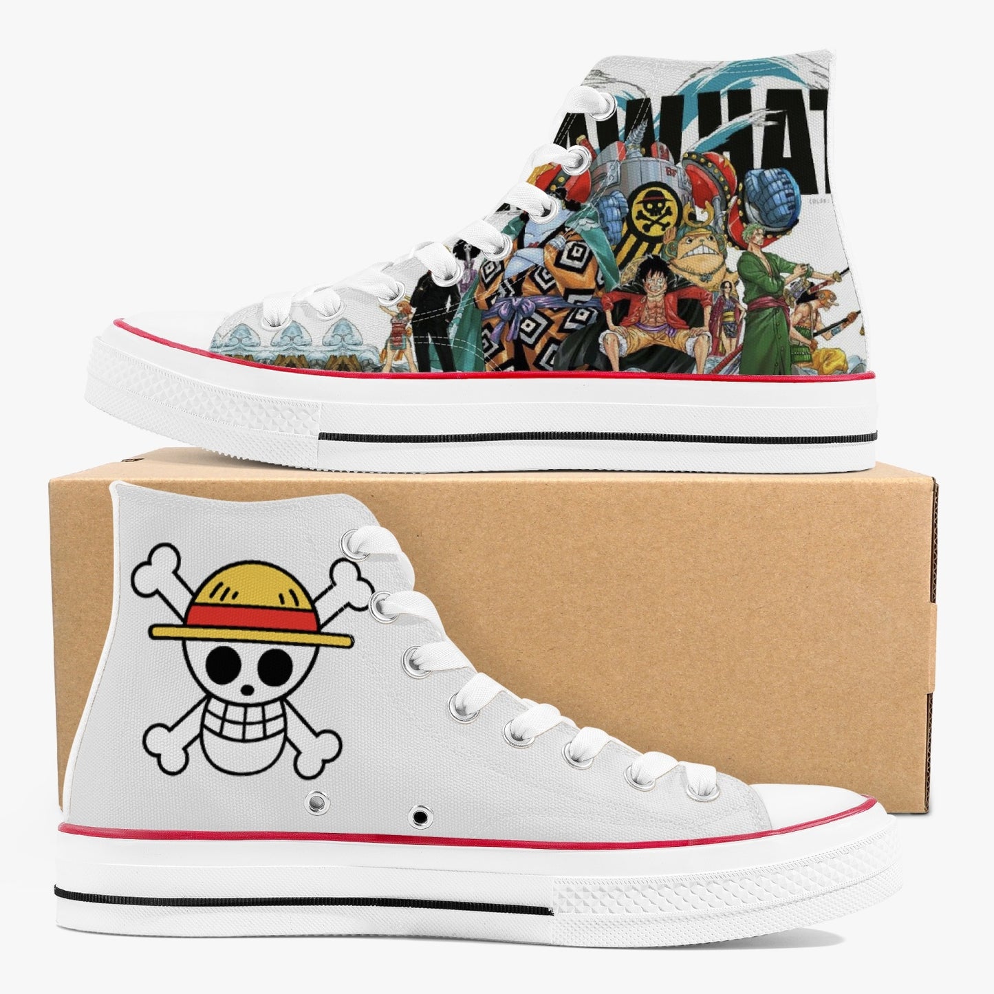 STRAWHATS CREW High-Top Canvas Shoes - White
